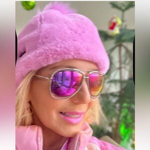 UGG Pink Fluffy Pom-Pom Hat